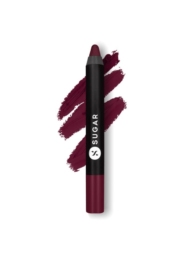 SUGAR Cosmetics Matte as Hell Crayon Lipsticks for Women | Lasts Up To 8+ Hours | Lip Crayon with Sharpener | 2.8gm - 24 Rachel Berry - Image 1